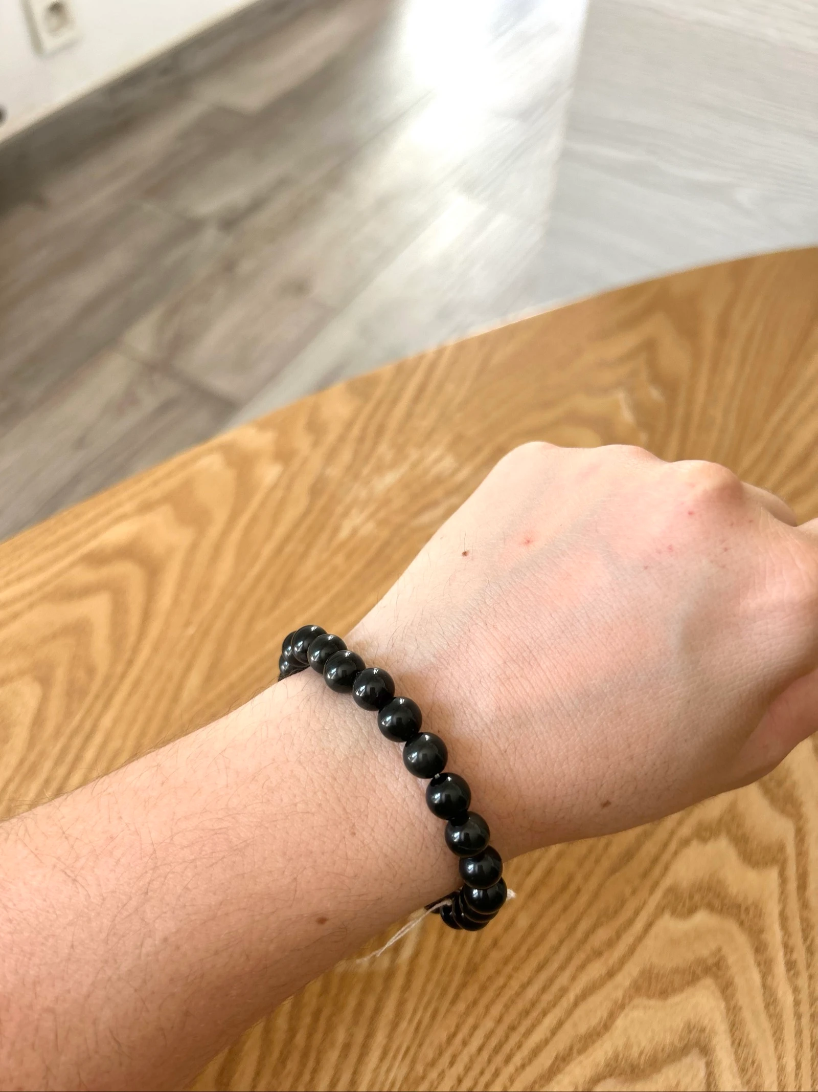 Bracelet de perles naturelles obsidienne dorée couleur noir